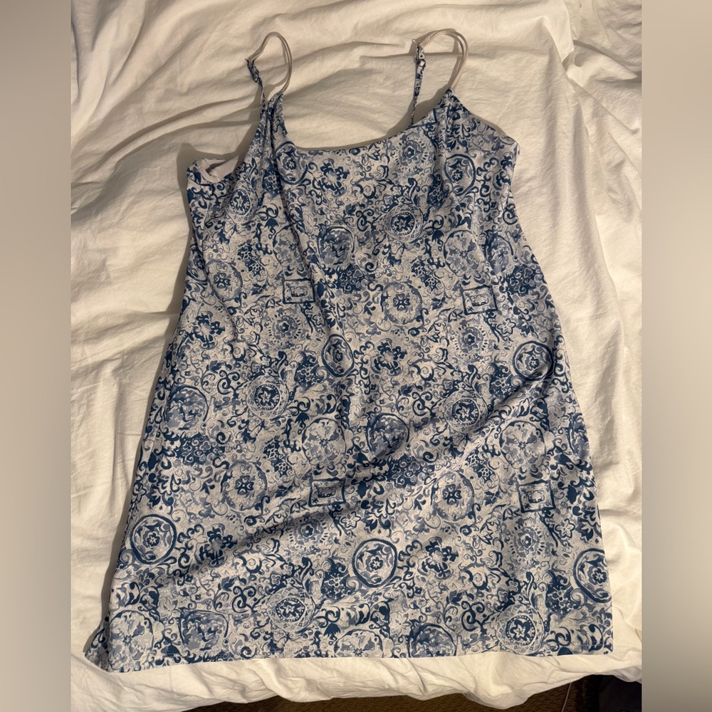 Abercrombie & Fitch Blue and White Mini Traveler Dress XL tall